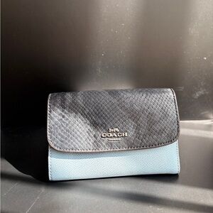 Coach Two-Tone Dark and Light Blue Small Leather Wallet